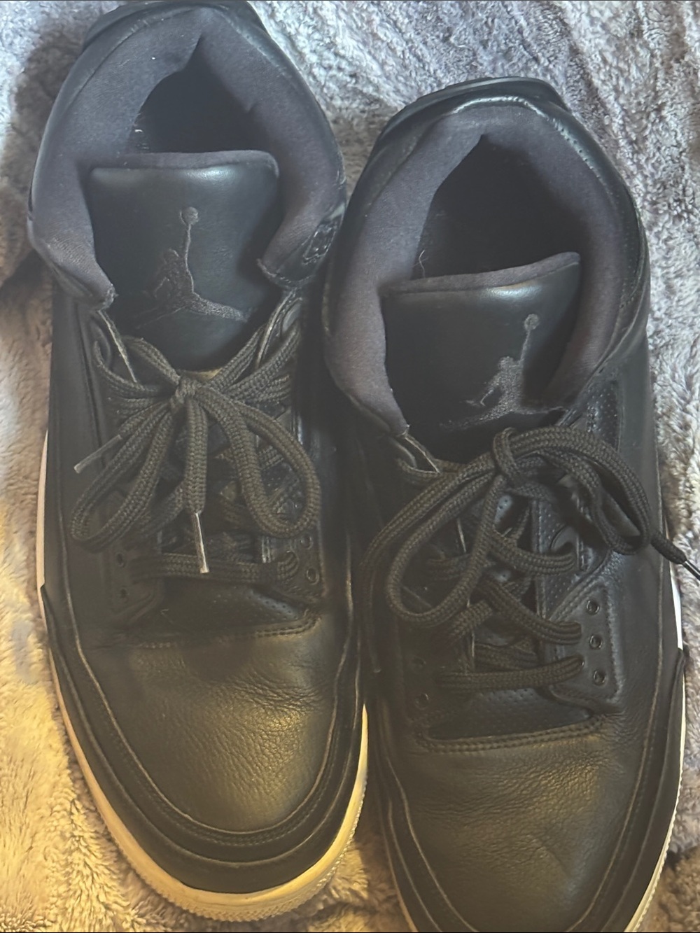 Jordan Men's Black Leather Low-Top Sneakers with Gum Sole